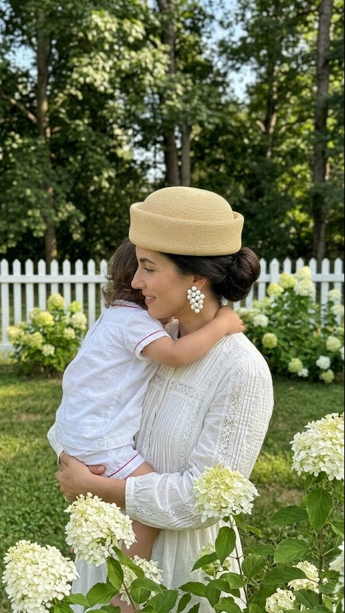 Retro Straw Pillbox Hat - Natural Raffia